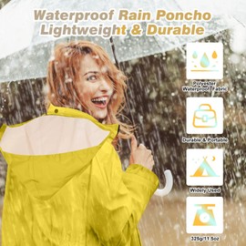 LAMA Womens Long Raincoats Rain Jacket Waterproof Packable Outdoor Hooded Windbreaker Lightweight Adjustable Waist for Outdoors(Yellow, XL)