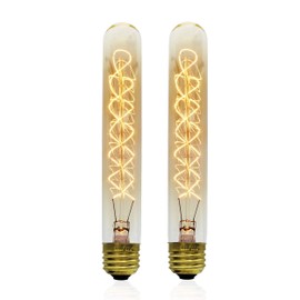 Bunnit Bulbs Vintage Edison Bulb, T9 T9-185 Tube Shape Spiral, 40w, Medium E26 Base, 2-Pack
