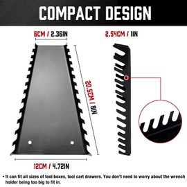 ALOANES 52-Slot Metal Wrench Organizer, Heavy Duty Wrench Organizer Tray for Tool Box, Fit SAE & Metric Wrench Storage, 4 Pack Wrench Holders(Red&Black)