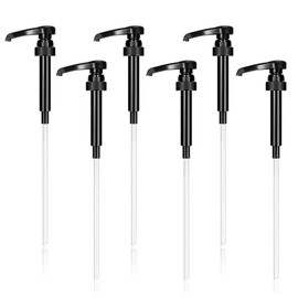 VIDSTW Pack of 6 Dosing Pump, Reusable Pump Dispenser with 6 Long Straws, Dosing Pump, 1 Litre Syrup Dispenser, Pump Dispenser, Syrup Dispenser for Family, Cafe, Milk Tea Shop, Restaurant (Black)