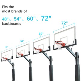 PROGOAL Universal UV-Resistant Basketball Backboard Padding Fits Most Brands 72" Basketball Systems Indoor Outdoor