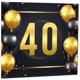 40th Birthday Card for Men Women - Black & Gold Birthday Card for 40 Year old Woman Friend Sister Mum Aunty Daughter forty, fortieth cousin Niece