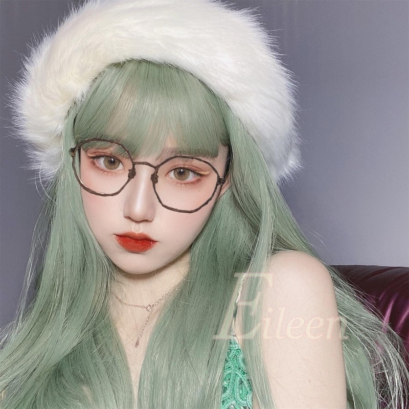 Eileen Semi-Long, Light Green Wig, Women’s Wig, Straight, Natural, Harajuku,