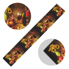 Naanle Double-Sided Retro Sunflower Red Wine Grape Print Polyester Table Runner Cloth Cover Bed Dresser Scarf Runners 13" W x 90" L Party Hotel Dinning Table Top Decoration