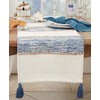Saro Lifestyle Striped Table Runner with Playful Tassels, Navy Blue,