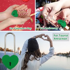 BoutCr Love Lock Heart Padlock with Key Wish Lock for Valentines, Anniversary, Valentines Dating, Lovers Wedding, Lovelock Bridge,Travel,Wishing Trees 3.9" 99.1mm(Green, 2PCS)