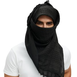 Peony and Tiger Survival Gear Tactical Scarf - Versatile Head Scarf and Bandanas for Men, Perfect for Outdoor Activities, Military Use, Hiking, Camping, Hunting and More, Black