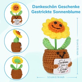 WenmthG Thank You Gift Positive Sunflower German Lucky Charm, Thank You Gifts for Friends, Colleagues and Family Knitted Sunflower Positive Potato German Replacement