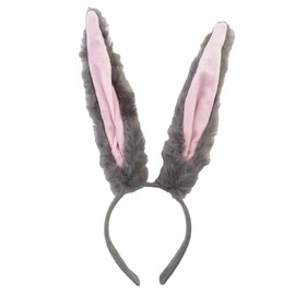 Bunny Ears Headband Long Rabbit Ears Headband Bunny Costume Accessories for Women (Grey, One size)