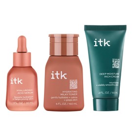 ITK Skincare Glowy Skin 3-Step Routine - Hyaluronic Acid + Niacinamide Serum, Squalane Milky Toner, Deep Moisture Ceramide Face Cream Moisturizer - Makeup Prep Skincare for Glowing Hydrated Skin