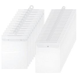 36 Pcs Hanging Storage Bags With Hooks - Headphone Storage Classroom Large Hook Clear Pvc Plastic Bags,Reusable, Waterproof & Dustproof Scrapbook Paper Organizer,10 x 12.6" & 12.2 x 16.9"