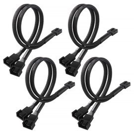 KUOQIY 4 Pieces Computer PC Fan Power Cable 1-to-2 Converter, 4-Pin PWM Fan Splitter Cable, Fan Cable Y Cable for Fans, for Computer Casing 4/3-Pin Cooler