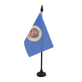 Minnesota Table Flag 4'' x 6'' - US state of Minnesota Desk Flag 15 x 10 cm - Black plastic stick and base - AZ FLAG
