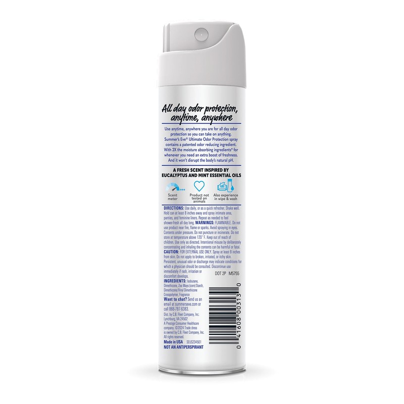 Summer's Eve Ultimate Odor Control Daily Feminine Spray with Talc-Free,