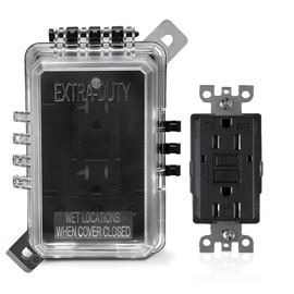 Havenso Outdoor GFCI Outlet with Extra-Duty Electric Cover, 20 Amp TRWR Self-Test GFI Receptacle, Lockable Weather-Resistant 1-Gang Electrical Box, Horizontal/Vertical Mount, UL Listed, Black