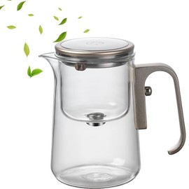 Enchanti Tea Pot, 800ml/27.1oz Witchcraft Tranquil Push Control Magic Teapot with Handle, Magnetic Glass pot with Strainer, for Home, Outdoor, Gifting and Office