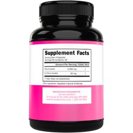 Myo-Inositol & D-Chiro Inositol Supplement for Women (120 Capsules, 2050mg Per Serving Ideal 40:1 Ratio Myo Inositol) Hormone Balance for Women - Third Party Tested, Vegan Safe & USA Made - 120 Count