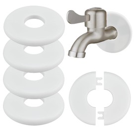 Aifeier ET 5pcs Round Wall Split Flange, Buckle Design Escutcheon Plate, Self-Adhesive Plumbing Cover Plates for Faucet, Bathroom, Kitchen, Toilet, ABS Pipe Flange Wall Hole Cover (White)