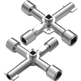 Shallho Pack of 2 4-way control cabinet keys, multifunctional wrench, torque wrench, cross wrench, universal triangular key for electric cabinet, gas meter box