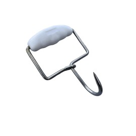 Butchers Hook Stainless Steel Square Boning Hook with Moulded Grip (White)
