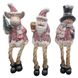 Fachhandel Plus Decorative figures, edge stool, Santa Claus, snowman, elk, Christmas decoration, indoor shelf figures