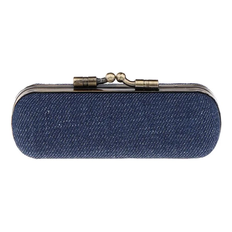 Estuche De Brillo Labial Con Espejo Para Bolso Azul Oscuro