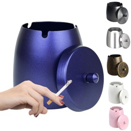 WUSIFIE Ash Tray, Large Outdoor Ashtray with Lid, Ashtray for Outside Patio, Stainless Steel Windproof Smokeless Ash Tray for Balcony, Ashtrays for Smokers, Cigar, Home Office Decoration