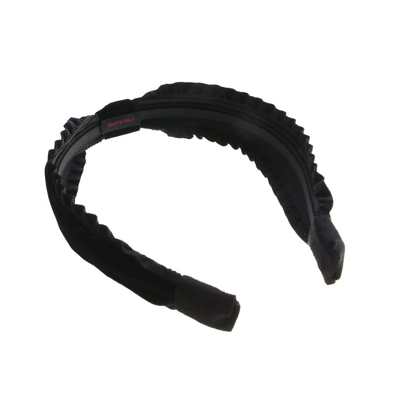 VINGTAINE HK-238-BK- Frilled Velvet Headband Hair Access, Elegant, Simple, Cute