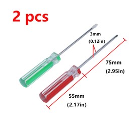 Antrader 2Pcs Screwdriver Set, Non-Magnetic 3mm Phillips & Slotted Bits Screwdriver with 3 Inch Steel Shaft for Repair Home Improvement Craft