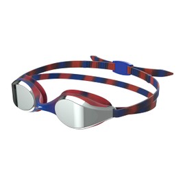 Speedo Junior Hyper Flyer Swimming Goggles| Comfortable Fit | Adjustable Design | Anti-Fog | Anti-Leak, Navy/Red/Grey, One Size