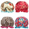 Wrapables® Stylish Double Layer Waterproof Shower Caps (Set of 4),