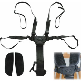 Cinturón de Seguridad de 5 Puntos Seguridad Ajustable Para Bebé Para Cinturón Correas de Silla Alta Universal de Arnés Seguro para Bebé Protección Segura para Niños para Carriola（negro）
