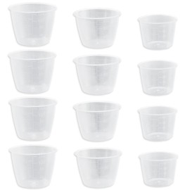 DOERDO 12Pcs Plastic Transparent Rice Measuring Cup Kitchen Measuring Tool for Dry and Liquid Ingredients (3 Sizes, 80ML, 120ML, 160ML)