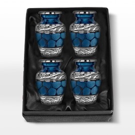 Trupoint Memorials Cremation Urns for Human Ashes - Decorative Urns, Urns for Human Ashes Female & Male, Urns for Ashes Adult Female, Funeral Urns - Blue, 4 Small Keepsakes