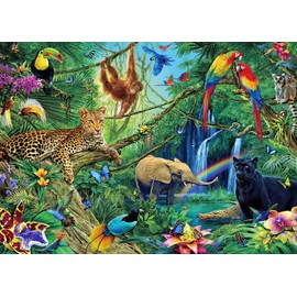 BEDUKE Jigsaw Puzzles for Adults 1000 Piece - Every Piece is Unique - Precise Interlocking Tropical Forest Animals Thick Sturdy Cardboard Family Game Puzzle Age 14+