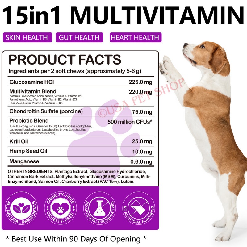 oimmal 15 in 1 Dog Multivitamins and Supplements, Dog Hip