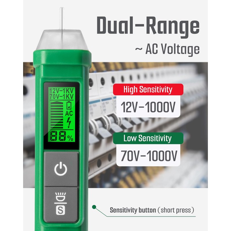 TESMEN Voltage Tester, TN-213 Non-Contact Voltage Detector, Electrical Tester, AC