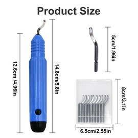 Wozoohyi Deburring Tool + 10 Pcs BS1010 Rotary Deburr Blades,Deburring Chamfer Tool for Wood/Plastic/Aluminum/Copper/PVC/3D Printing and Steel,Deburing Tool with Handle (1)