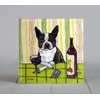 Boston Terrier at the Wine Bar dog art tile coaster