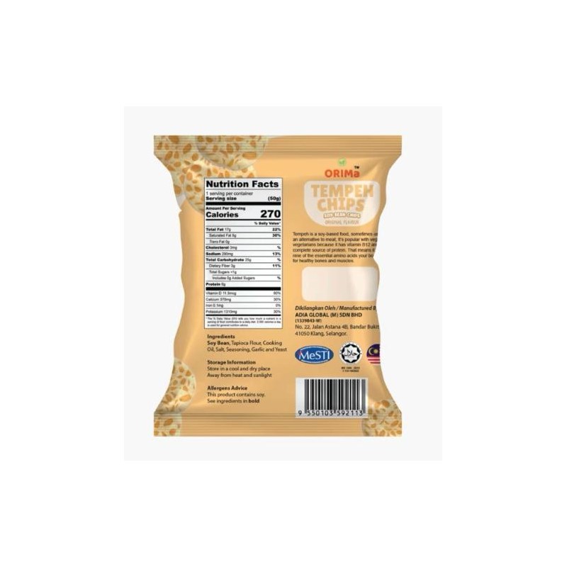 Orima Soy Beans Chips Original Flavor, 1.8 oz (50 gm)