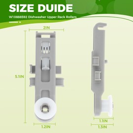 MOOTVGOO 2 Pack W10888592 Dishwasher Rack Wheels, Upper Rack Rollers Replacement for Whirlpool Kenmore, Replace 8575281, PS11769236, W10845760, WP8575281
