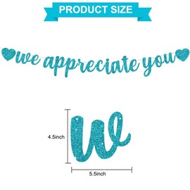 DecoGlee Teal Blue We Appreciate You Banner,NO DIY,Employee Appreciation Banner for Office Party Decorations,Thank you for Employee Teacher Doctor Nurse Staff Appreciation