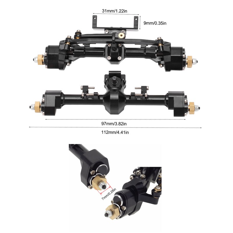 RC Car Metal Complete Front Rear Portal Axle Set Assembly