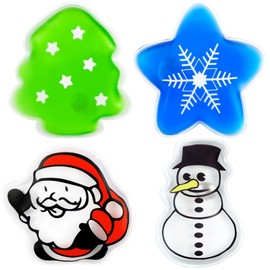 Hot Water Bottle Pack of 4 Pocket Warmers, Hand Warmers, Reusable Finger Warmers, Hand Warmer with Christmas Theme, Heat Cushion for Warm Fingers in Winter