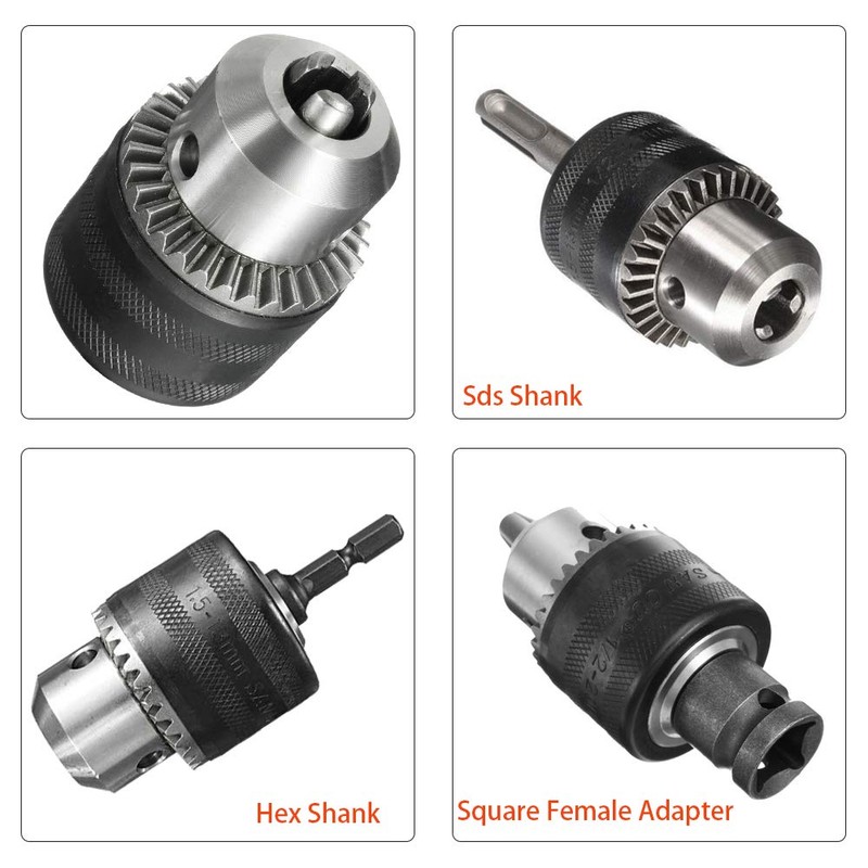 Saiper 1.5-13mm Capacity 1/2-20UNF Key Drill Chuck with Hex Shank,