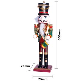 St Helens Home & Garden Nutcracker with Drum Christmas Decoration 30cm Height - Wonderfully Festive with Vibrant Colour Detail