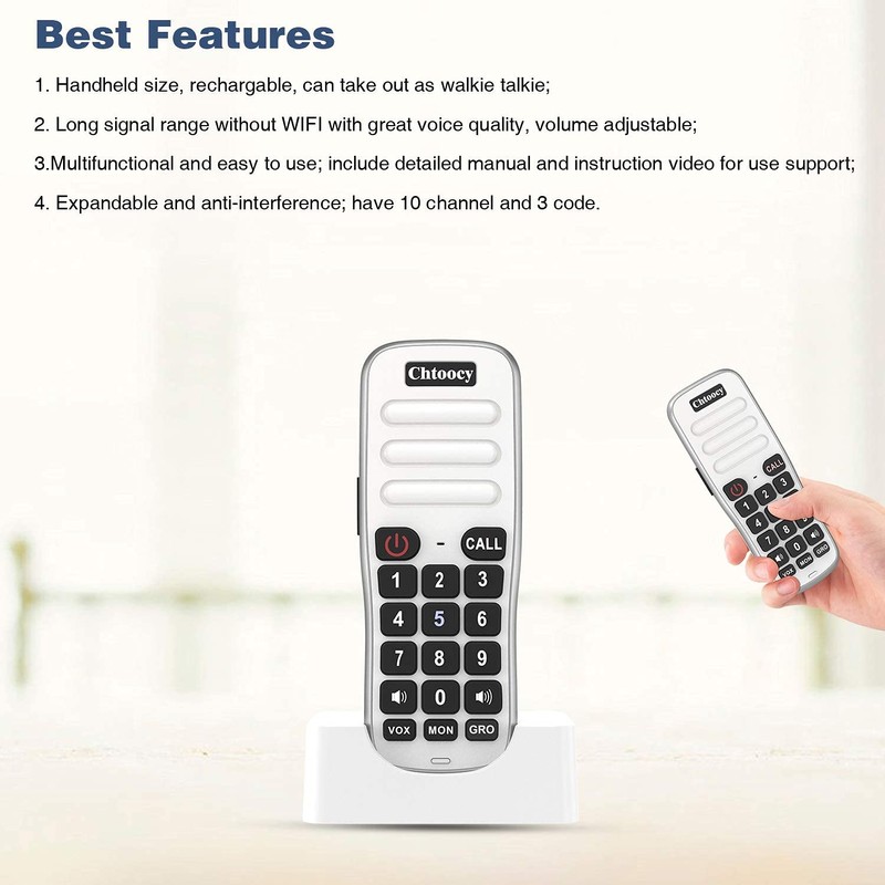 Intercoms Wireless for Home 1 Mile Range 10 Channel, Chtoocy