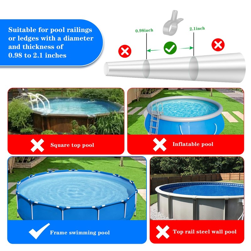 18PCS Pool Cover Clips, 3.1 Inch Not Piercing Scratch Clamps,