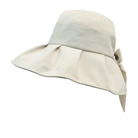 HIQIU Wide Brim Women's Sun Hat Foldable Sun Protection Hat Summer Beach Fishing Travel Beach Hat Bucket Hats, beige