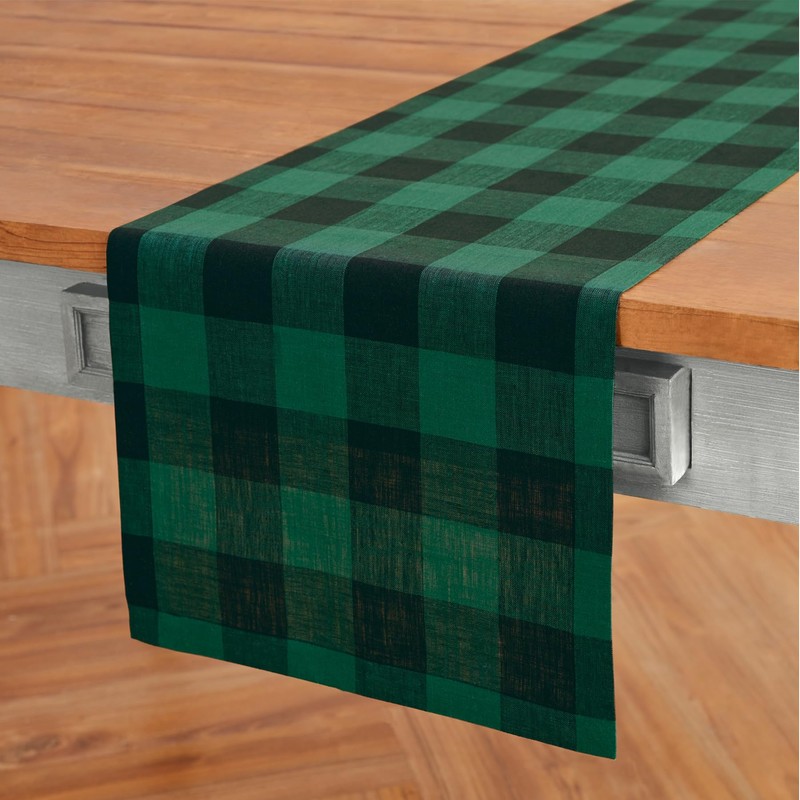 Solino Home Linen Check Table Runner 48 inch – 100%